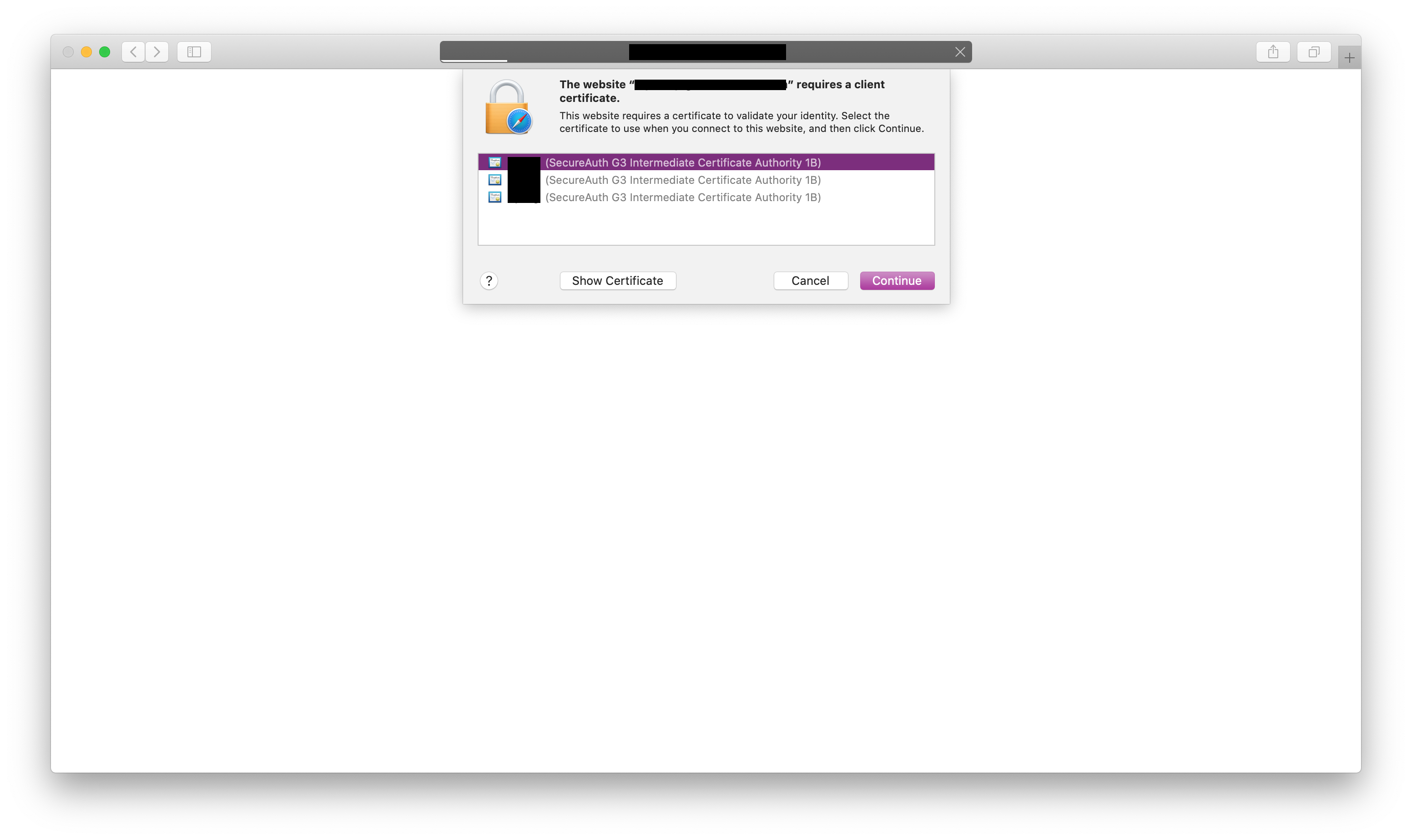 macos safari client certificate