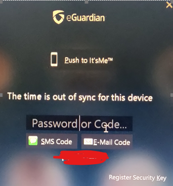 Device Trust login screen showing the error The time is out of sync for this device.
