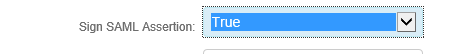A Sign SAML Assertion setting set to True.