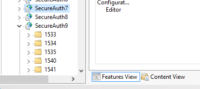 Middle pane showing the Features View and Content View tabs at the bottom.