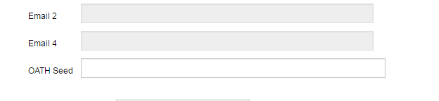 Help Desk realm fields for Email 2, Email 4, and OATH Seed, with OATH Seed showing empty.