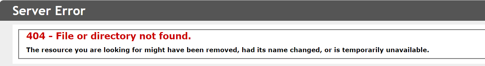 Generic IIS Server Error page reading "404 - File or directory not found", shown when the request from the originating server can't reach the membership endpoint.