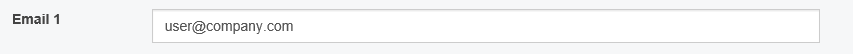 Self Service Email 1 field showing user@company.com accepted with no error.