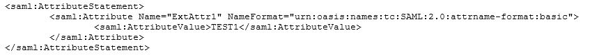 SAML assertion captured by a SAML tracer tool, showing the new extended attribute included in the assertion.