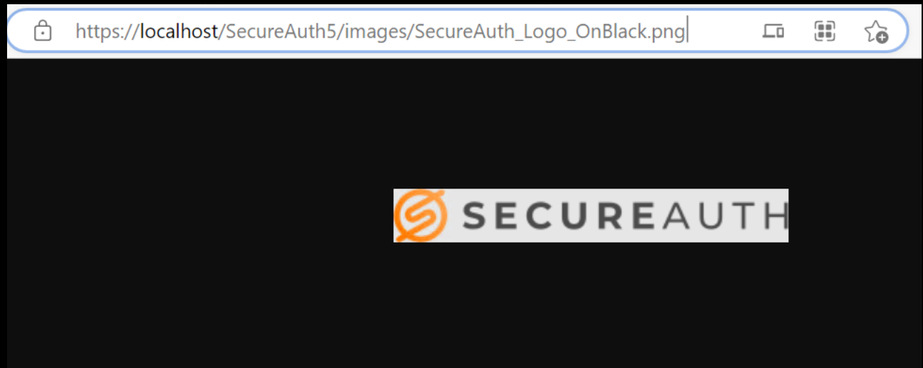 Browser displaying the SecureAuth logo image directly, confirming the logo path is valid.