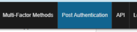 Realm navigation bar with the Post Authentication tab highlighted.