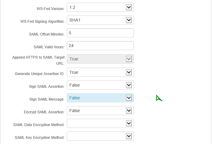 The Post Authentication tab, with Sign SAML Assertion and Sign SAML Message both set to False.
