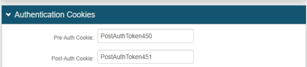 The Authentication Cookies fields on the second realm, with the Pre-Auth Cookie set to the first realm's Post-Auth Cookie name, and the Post-Auth Cookie set to a new, distinct name.