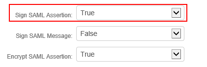 Post Authentication tab with Sign SAML Assertion and Encrypt SAML Assertion both set to True.