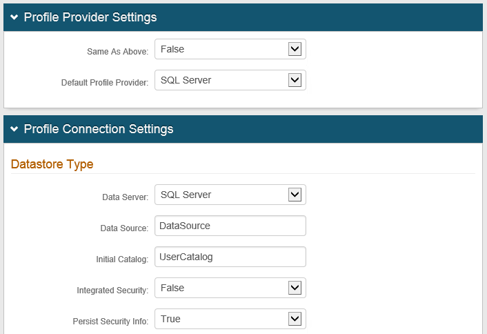 Profile Connection Settings with Data Server set to SQL Server, configured and tested.