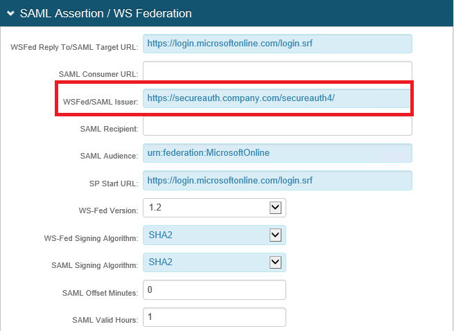 Post Authentication tab showing the fallback Issuer name that is sent when the dynamic issuer configuration does not match correctly.