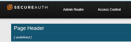 SecureAuth Admin Console top navigation bar showing the Admin Realm and Access Control tabs.