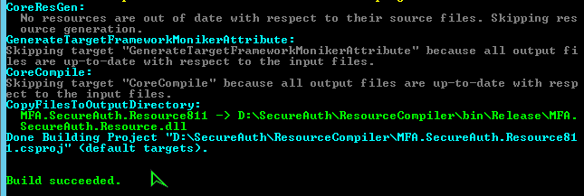 Command Prompt output showing the build completing with a Build succeeded message.