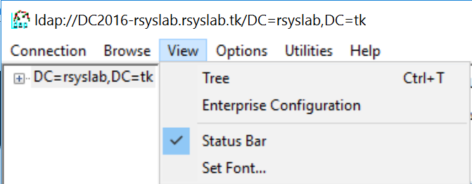 Ldp View menu open, with Tree highlighted.